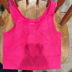 One Step Ahead Hot Pink Ribbed Crop Tank